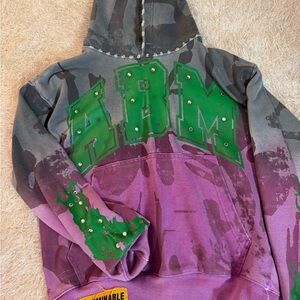 Camouflage Hoodie with Green and Purple Accents